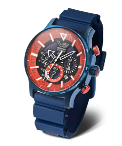 Reloj Vostok Hombre VR42-595D734 Piel Marrón Cronógrafo Acero Azul Solar