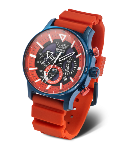 Reloj Vostok Hombre VR42-595D734 Piel Marrón Cronógrafo Acero Azul Solar