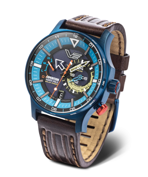 Reloj Vostok Hombre VS57-595D736 Piel Marrón Acero Azul Solar
