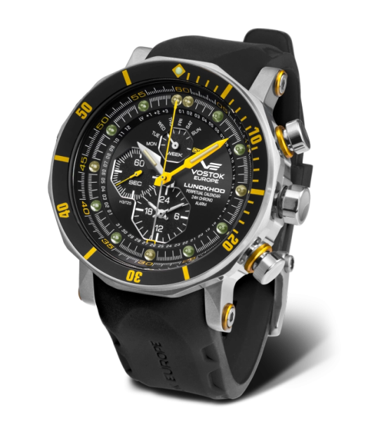 Reloj Vostok Hombre YM86-620A505 Piel Negra Cronógrafo Acero Analógico