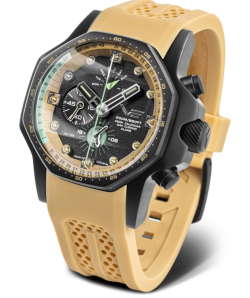 Reloj Vostok Hombre YM86-640C697 Piel Marrón Cronógrafo Acero Negro Analógico