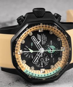 Reloj Vostok Hombre YM86-640C697 Piel Marrón Cronógrafo Acero Negro Analógico
