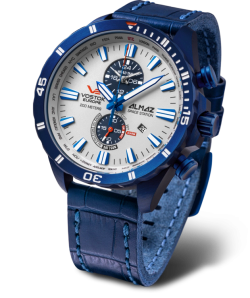 Reloj Vostok Hombre YM8J-320D657 Piel Azul Cronógrafo Acero Analógico