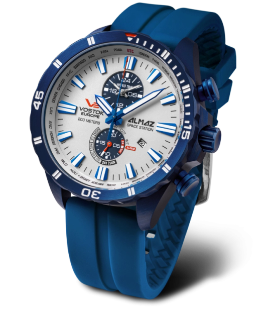 Reloj Vostok Hombre YM8J-320D657 Piel Azul Cronógrafo Acero Analógico