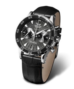 Reloj Vostok Mujer VK64-515A523 Piel Negra Cronógrafo Acero Analógico