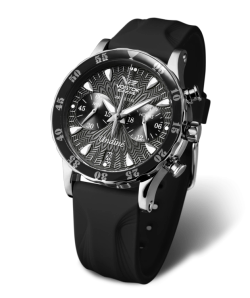 Reloj Vostok Mujer VK64-515A523 Piel Negra Cronógrafo Acero Analógico