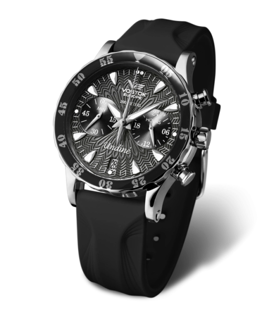 Reloj Vostok Mujer VK64-515A523 Piel Negra Cronógrafo Acero Analógico
