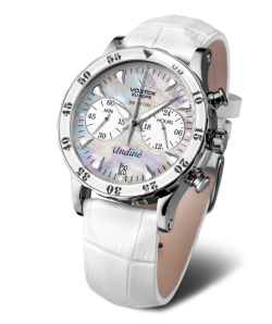 Reloj Vostok Mujer VK64-515A671 Piel Blanca Cronógrafo Acero Analógico