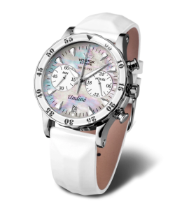 Reloj Vostok Mujer VK64-515A671 Piel Blanca Cronógrafo Acero Analógico