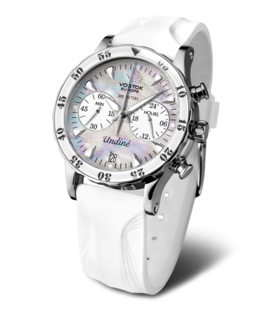 Reloj Vostok Mujer VK64-515A671 Piel Blanca Cronógrafo Acero Analógico