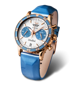 Reloj Vostok Mujer VK64-515B527 Piel Azul Cronógrafo Acero Analógico