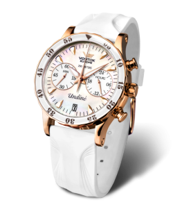 Reloj Vostok Mujer VK64-515B528 Piel Blanca Cronógrafo Acero Analógico