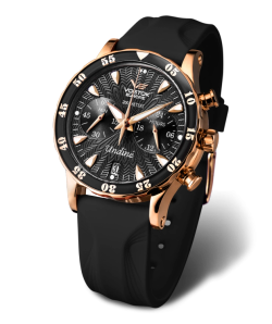 Reloj Vostok Mujer VK64-515B568 Piel Negra Cronógrafo Acero Analógico
