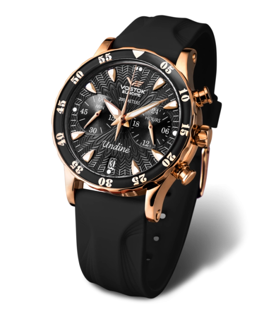 Reloj Vostok Mujer VK64-515B568 Piel Negra Cronógrafo Acero Analógico