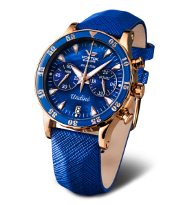 Reloj Vostok Mujer VK64-515B670 Piel Azul Cronógrafo Acero Analógico