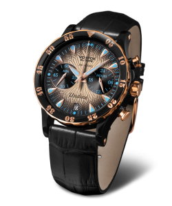 Reloj Vostok Mujer VK64-515E627 Piel Negra Cronógrafo Acero Analógico
