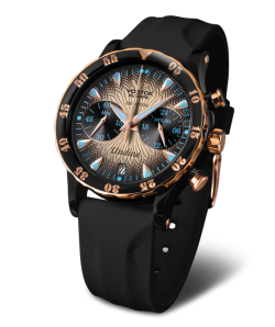 Reloj Vostok Mujer VK64-515E627 Piel Negra Cronógrafo Acero Analógico