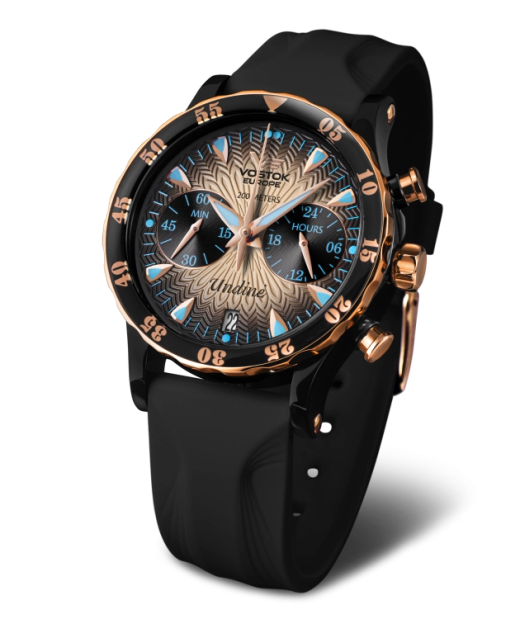 Reloj Vostok Mujer VK64-515E627 Piel Negra Cronógrafo Acero Analógico