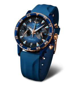 Reloj Vostok Mujer VK64-515E628 Piel Azul Cronógrafo Acero Analógico
