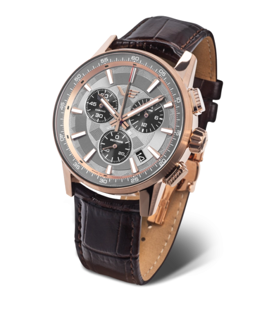 Reloj Vostok VK68-561B785 Piel Marrón Cronógrafo Acero Analógico