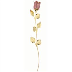 Rosa Tallo Largo Latón 30cm 1765PR Rosada Bicolor Dorado