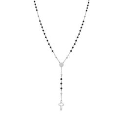 Rosario Acero Marea Mujer C03107/AO Piedras Naturales Agata Negra Mate