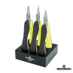Set Alicate Acero Bergeon 20139 (3) Alicates lisos+Base De Plástico