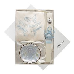 Set Bautismal Paño Concha y Vela Portugues GA1180PC Celeste