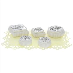 Set Caja Cuadrada/Redonda AK2160 Tapa Detalle Árbol Corazones/Espigas/Espigas