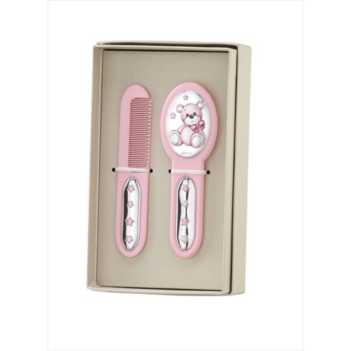 Set Cepillo-Peine Plástico EV3466/04R Rosa Panda & Estrellas