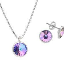 Set Colgante - Pendientes Liska Plata 9mm LSW2015C-VL Cristal Violeta