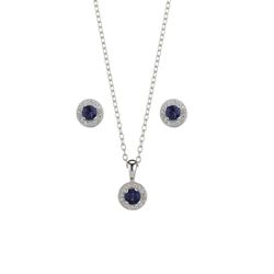 Set Colgante - Pendientes Plata 7,5mm SEC0005RHZA Circonita Azul