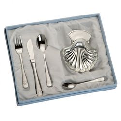 Set Concha Metal Plateado y Cubiertos Oso LU8228