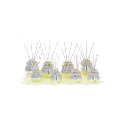 Set Difusor Fragancia Latón 08/6.5cm AK2075 (8) Unidades Plateadas Detalle Floral Beige