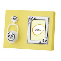 Set Pinza-Porta Chupete-Porta Foto Plástico-Acero Bilaminado PA3016/02B Panda & Huellas