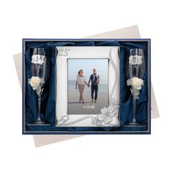 Set Portafotos Copas 18x24cm Aniversario EV9073/03V Alianzas Rosas 25 Años