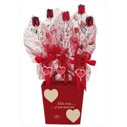 Set rosa Tallo Largo Latón 30cm 2597 (10) Unidades Envoltorio Corazón Multicolor