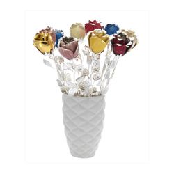 Set Rosa Tallo/Jarrón Latón 33cm AK2058 Multicolor