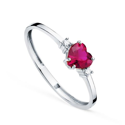 Reconstructed Corundum Heart Ring 18kt White Gold 5x5mm 19680-OBRO