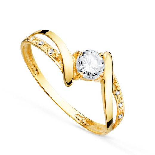 Anel de cruz em ouro 18k com zircônia 4mm 19311-OA