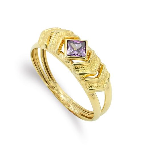 9kt Gold Ring 4mm 9K14571-AT Amethysts