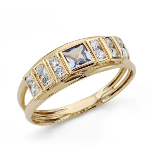 9kt Gold Ring 9K14980-AT Amethyst and Zirconia