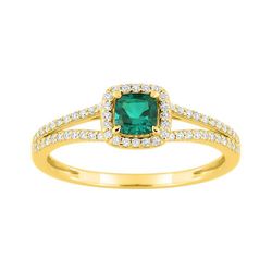Sortija Oro 9kts Argyor-MRM (9)9KLGE110Y Esmeralda Diamantes F-VS SYNT 0.28CT