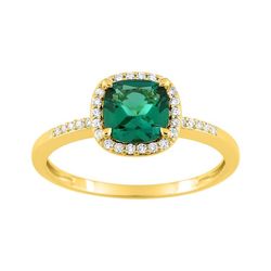Sortija Oro 9kts Argyor-MRM (9)9KLGE115Y Esmeralda Diamantes F-VS SYNT 0.90CT