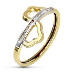Anel de prata bicolor ouro 9kts 10 mm 9K20666-2 zircônia