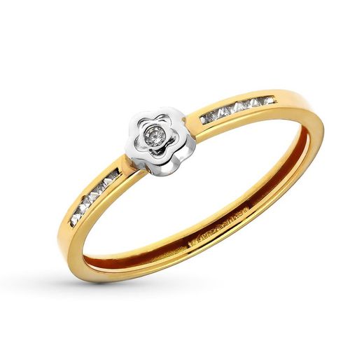 9kt Gold Bicolor Silver Ring 5mm 9K20627-2 Zirconia