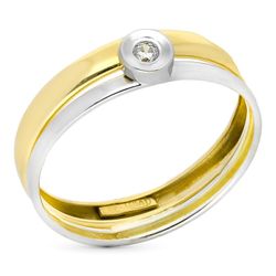 Sortija Oro 9kts Bicolor Plata 5mm 9K20778-2 Circonita