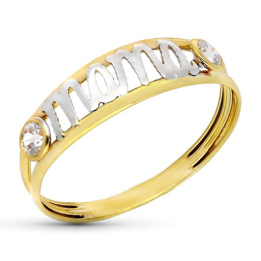 9kt Gold Ring Bicolor Silver 6.5mm 9K14102 Zirconias