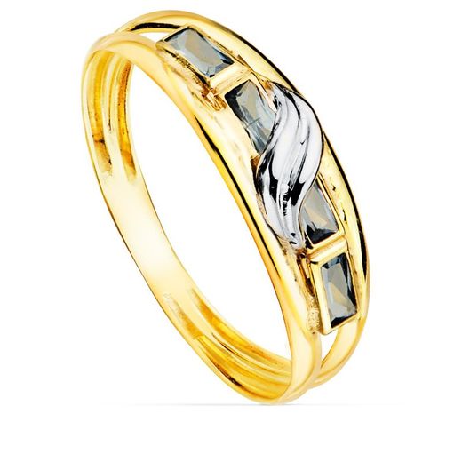 9kt Gold Bicolor Silver Ring 6mm 9K20458-2AT Zirconia