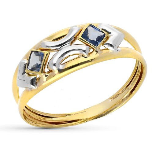 9kt Gold Bicolor Silver Ring 7mm 9K14976-AM Aquamarine